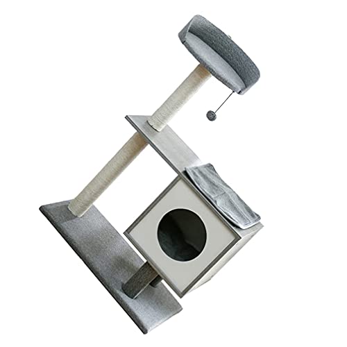 M I A Árbol de gato, torre de gato, condominio de sisal, rascador con plataforma de salto y anillo de gato, centro de actividades para gatos, casa de juegos para gatitos (color gris)