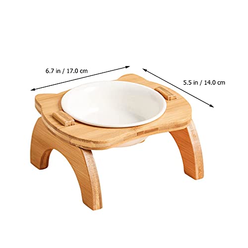 M I A Cuencos elevados de cerámica para gatos pequeños para perros, alimentos elevados para alimentos, soporte de madera, alimentador de agua para gatos, cachorro, gatito individual (color: estilo 1)