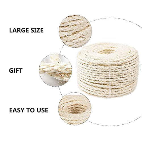 M I A Cuerda de sisal natural de 50 m para rascar el árbol de poste de repuesto para gatos y gatitos beige de 4 mm (color: beige, tamaño: 8000 x 0,3 cm)