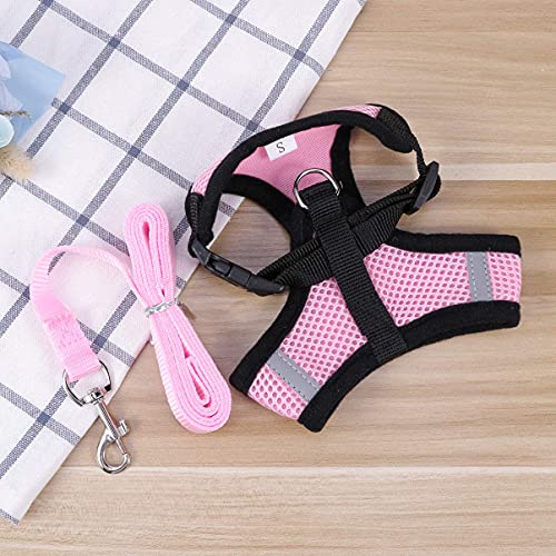 M I A Juego de arnés y correa para cachorros – Chaleco de malla suave para perro, chaleco ajustable y transpirable para perros pequeños a medianos y gatos (color: rosa, tamaño: S)