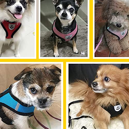 M I A Juego de arnés y correa para cachorros – Chaleco de malla suave para perro, chaleco ajustable y transpirable para perros pequeños a medianos y gatos (color: rosa, tamaño: S)