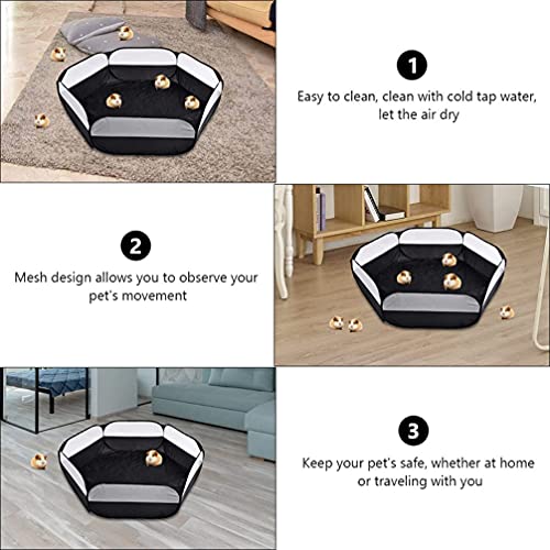M I A Tienda de jaula de animales pequeños transparente para mascotas parque de juegos al aire libre interior valla de ejercicio portátil para hámsters erizo cachorro gatos negro