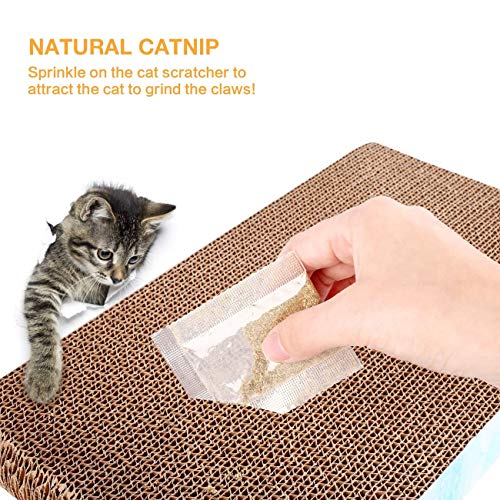 MAFANG® Rascador para Gatos De Cartón con Hierba Gatera Alfombras Rscadoras Soporte De Bambú Natural con 4 Fuertes Ventosas Reemplazable, para Gatos Grandes, Medianos Y Pequeños