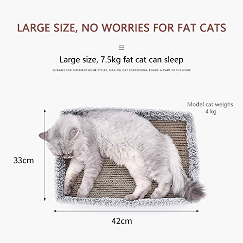 MAFANG® Rascador para Gatos, Tabla Rascador con Hierba para Gatos, Elegante Cama Rascador para Gatos con Borde De Fieltro, Gato Rascador De Cartón, Adecuado para Gatos Grandes, Medianos Y Pequeños