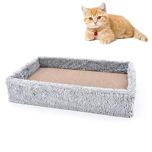 MAFANG® Rascador para Gatos, Tabla Rascador con Hierba para Gatos, Elegante Cama Rascador para Gatos con Borde De Fieltro, Gato Rascador De Cartón, Adecuado para Gatos Grandes, Medianos Y Pequeños