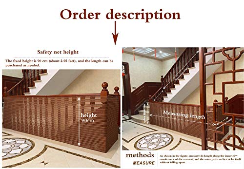 MAGFYLYDL Red De Seguridad Resistente para La Protección De Niños Mascotas,Malla De Seguridad para Escaleras Y Balcones Blanco(Color:Negro,Size:5M*0.9M(16.4 * 2.95FT))
