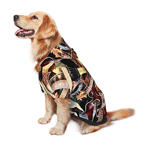 Magic Electric Guitar Music Printing Ropa para perros Ropa para mascotas Ropa para disfraz de invierno Sudadera mediana y grande