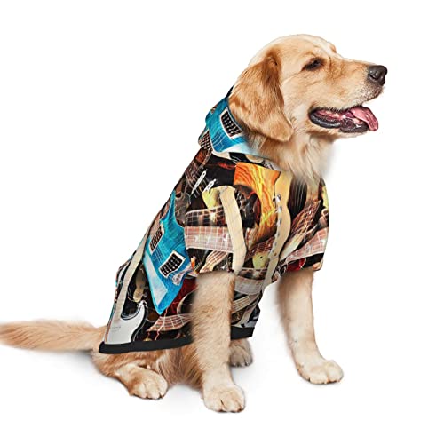 Magic Electric Guitar Music Printing Ropa para perros Ropa para mascotas Ropa para disfraz de invierno Sudadera mediana y grande
