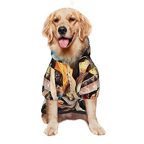 Magic Electric Guitar Music Printing Ropa para perros Ropa para mascotas Ropa para disfraz de invierno Sudadera mediana y grande