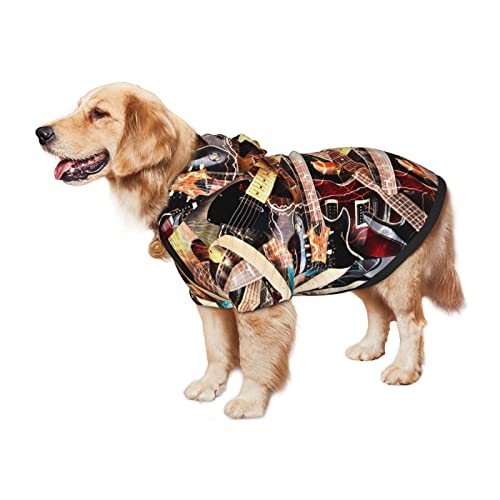 Magic Electric Guitar Music Printing Ropa para perros Ropa para mascotas Ropa para disfraz de invierno Sudadera mediana y grande