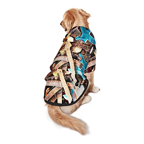 Magic Electric Guitar Music Printing Ropa para perros Ropa para mascotas Ropa para disfraz de invierno Sudadera mediana y grande