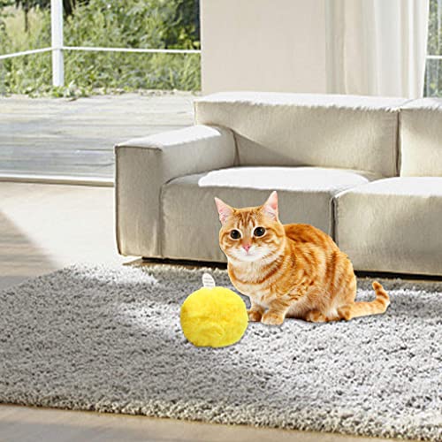 MagiDeal Catnip Call The Ball Juguetes Inteligentes para Gatos Ejercicio de Felpa con Sonido táctil para Gatitos - Amarillo