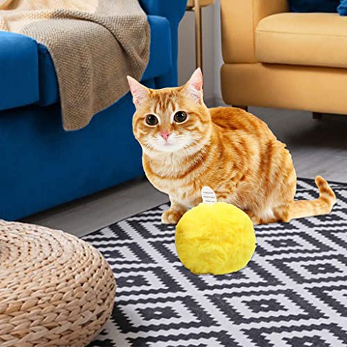 MagiDeal Catnip Call The Ball Juguetes Inteligentes para Gatos Ejercicio de Felpa con Sonido táctil para Gatitos - Amarillo