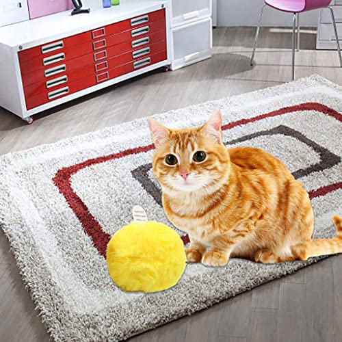 MagiDeal Catnip Call The Ball Juguetes Inteligentes para Gatos Ejercicio de Felpa con Sonido táctil para Gatitos - Amarillo