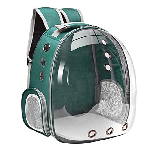 MagiDeal Mochila para Gatos, Bolsa de Transporte Grande Transparente con Burbujas para Mascotas, portatil ventilado para Perros pequeños, Bolsa - Verde