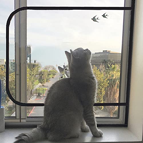 Malla de protección de ventana fuerte para gato, malla de seguridad autoadhesiva con cremallera, mosquitero, cortado a medida, sin perforación