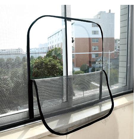 Malla de protección de ventana fuerte para gato, malla de seguridad autoadhesiva con cremallera, mosquitero, cortado a medida, sin perforación