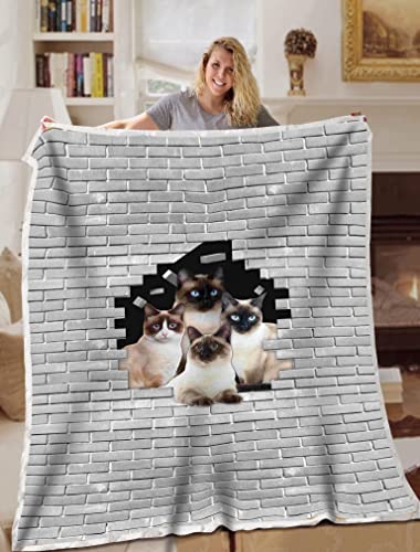 Manta de ladrillo de cemento para gatos siameses, manta ligera y acogedora para cama suave, adecuada para todas las estaciones, manta personalizada