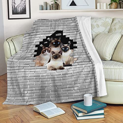 Manta de ladrillo de cemento para gatos siameses, manta ligera y acogedora para cama suave, adecuada para todas las estaciones, manta personalizada