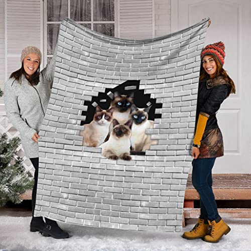 Manta de ladrillo de cemento para gatos siameses, manta ligera y acogedora para cama suave, adecuada para todas las estaciones, manta personalizada