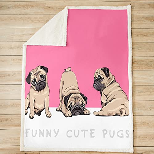 Manta de peluche para perro de peluche de dibujos animados para perros y niñas, manta de felpa para cachorros, manta divertida para sofá cama, rosa y blanco, 40 x 50 pulgadas