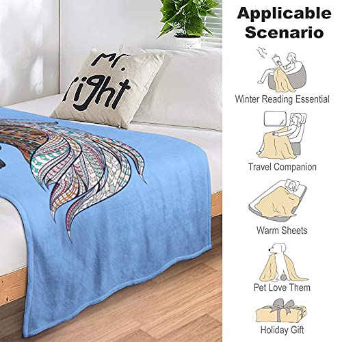 Manta suave de franela antialérgica de 177 x 203 cm, diseño artístico abstracto de caballo animal hermoso lanzamientos para mascotas, perros, gatos, animales de caballo, pequeño tamaño