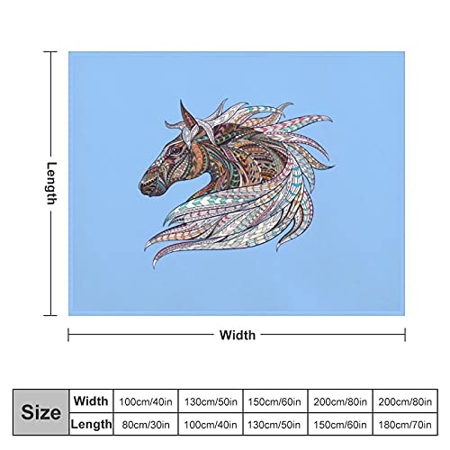 Manta suave de franela antialérgica de 177 x 203 cm, diseño artístico abstracto de caballo animal hermoso lanzamientos para mascotas, perros, gatos, animales de caballo, pequeño tamaño