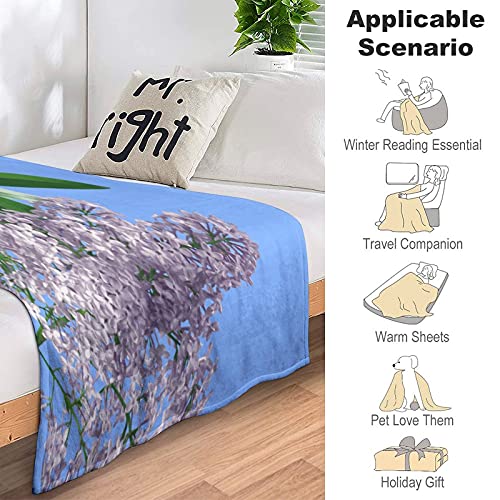 Manta suave de franela antialérgica de 30 x 40 pulgadas, diseño de la naturaleza, hermosa lila, púrpura, para mascotas, perros, gatos, animales de caballo, tamaño pequeño