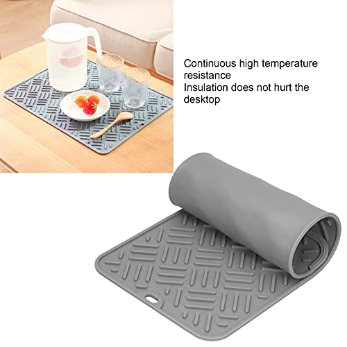 Mantel Individual, Mantel Impermeable de Silicona para Encimeras de Cocina para Alfombrilla Antideslizante para Alimentos para Mascotas(Gris nórdico (45 * 20 cm pequeño))