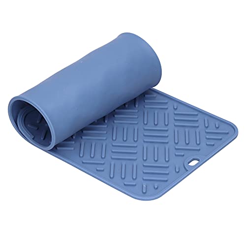 Mantel Individual, Tapete de Mesa Diseño Exclusivo de Costilla Plegable para Alimentos para Mascotas Antideslizante Tapete para Fregaderos de Cocina(Azul marino (45 * 20 cm tamaño pequeño))