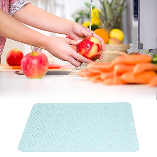 Mantel Individual, Tapete de Mesa Fácil de Limpiar Diseño Exclusivo de Costillas para Tapete Antideslizante para Alimentos para Mascotas para Encimeras de(Azul nórdico (45 * 35 cm de gran tamaño))