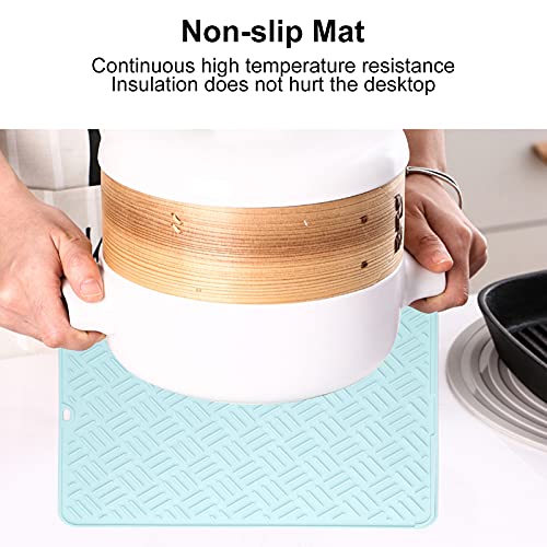 Mantel Individual, Tapete de Mesa Fácil de Limpiar Diseño Exclusivo de Costillas para Tapete Antideslizante para Alimentos para Mascotas para Encimeras de(Azul nórdico (45 * 35 cm de gran tamaño))