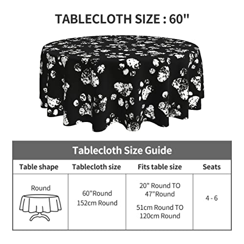 Mantel redondo con huellas de pata de perro y gato para niñas, para mesa de comedor, decoración de vacaciones, 150 cm