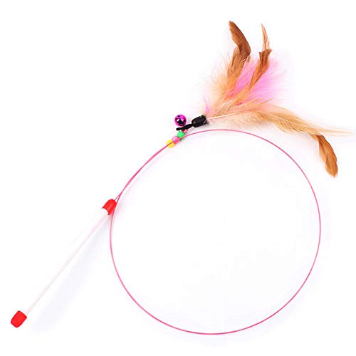 MAOBANG Gato Divertido Gato Campana Campana Plumas Gracioso Gato Polo Mascota Gato Pelea Gato Juguete Alambre plástico plástico Madera Poste, D
