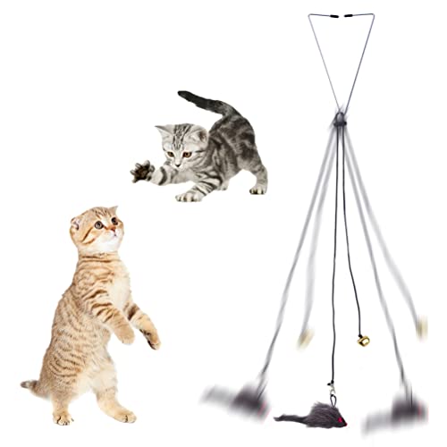 MAOBU Juguete para Gatos, Juguetes interactivos con Plumas para Gatos, Puerta Colgante, Juguete retráctil para Gatos, ejercitador multifunción, Juguete para Levantar Gatos