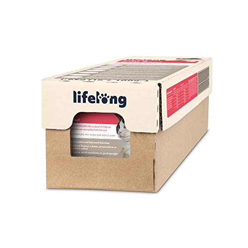 Marca Amazon - Lifelong Cat Food - Paté con vacuno, Paquete de 16 x 100g