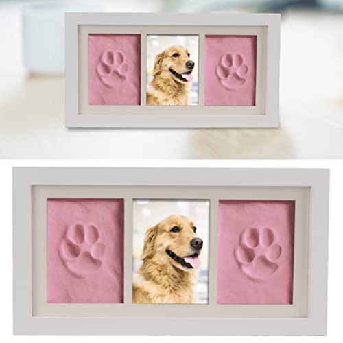 Marco de Fotos de Escritorio con Huellas de Mascotas, Fijación Tipo Hebilla Huellas de Perros Huellas de Mascotas Huellas de Mascotas Marco de Fotos Conmemorativo para Recuerdo de(Polvo Ligero)