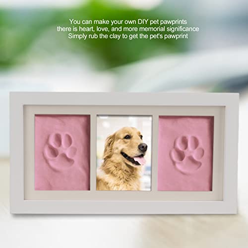 Marco de Fotos de Escritorio con Huellas de Mascotas, Fijación Tipo Hebilla Huellas de Perros Huellas de Mascotas Huellas de Mascotas Marco de Fotos Conmemorativo para Recuerdo de(Polvo Ligero)