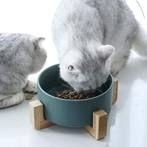 Marco de madera de cerámica de varios colores Marco de gato Cuenco de gato Accesorios para gatos Cuenco de piedra para mascotas Cuenco de cerámica Cuenco mediano Alfombra lavable