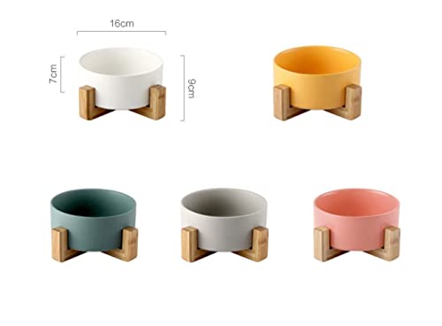 Marco de madera de cerámica Multicolor para gatos, cuenco para perros y gatos, accesorios para gatos, cuenco de cerámica de piedra, cuenco rosa, cuenco individual pequeño lavable