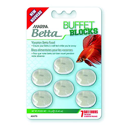 Marina, Buffet Blocks, Comida de Vacaciones para peces betta, 6 bloques