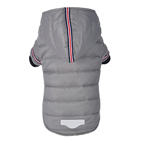 MARITOWN Abrigos para Perros Impermeables Abrigo para Perros pequeños con Patas Chaqueta para Perros Jersey de Lana para Perros Ropa para Perros pequeños con Capucha Pequeña Mediana Rojo Gris