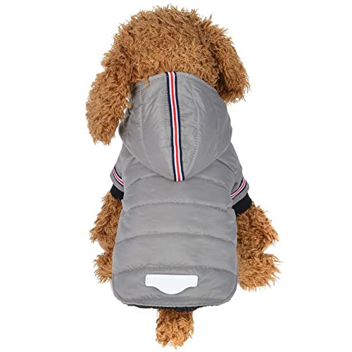 MARITOWN Abrigos para Perros Impermeables Abrigo para Perros pequeños con Patas Chaqueta para Perros Jersey de Lana para Perros Ropa para Perros pequeños con Capucha Pequeña Mediana Rojo Gris