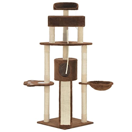 Marrón Rascador para Gatos con Postes de sisal marrón 145 cmProductos para Mascotas Productos para Mascotas Productos para Gatos Mobiliario para Gatos