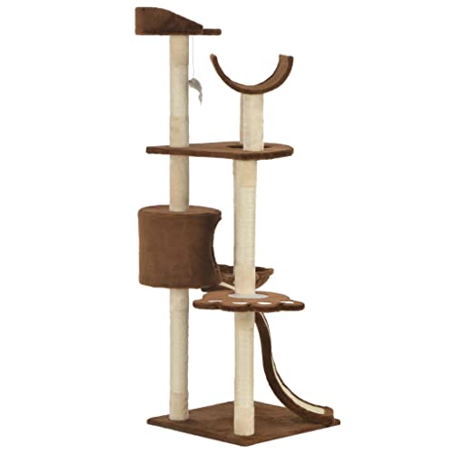 Marrón Rascador para Gatos con Postes de sisal marrón 145 cmProductos para Mascotas Productos para Mascotas Productos para Gatos Mobiliario para Gatos