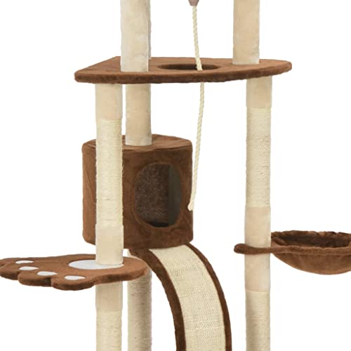 Marrón Rascador para Gatos con Postes de sisal marrón 145 cmProductos para Mascotas Productos para Mascotas Productos para Gatos Mobiliario para Gatos