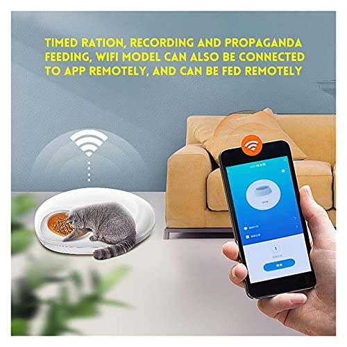 Más nuevo alimentador automático de mascotas for gato / perro wifi inteligente perros giratorios inteligentes Control del dispensador de alimentos APP Grabación de soporte de racionamiento cronometrad