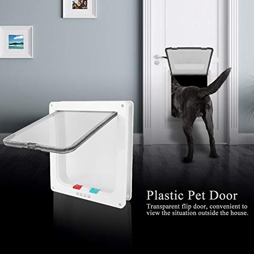 Mascota Gato Perro Puerta abatible Cuadrado ABS Interruptor acrílico controlable Puerta para mascotas Puertas con cerradura de 4 vías con cierre magnético para perros Cachorros Gatos Gatitos