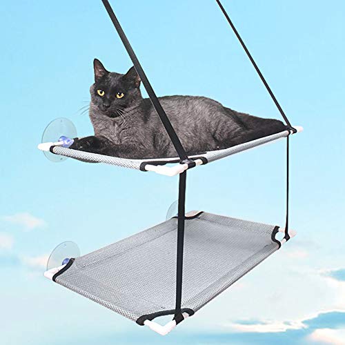 Mascota Hamaca Cama del Gato Capas De Pet Ventana Perca Dobles Gato Hamaca Reclinación Cama del Animal Doméstico Colgante por Tomar El Sol Gris