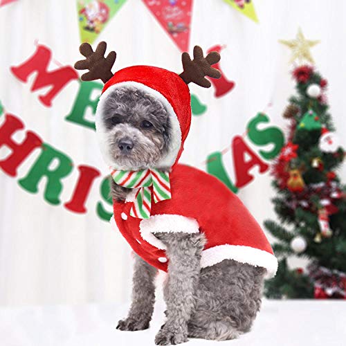 Mascota Perro Ropa de Navidad Papá Noel Montar Ciervo Chaqueta Chaqueta Ropa de Navidad para Mascotas Ropa para Perros Perros pequeños-Peluche de asta_XXL